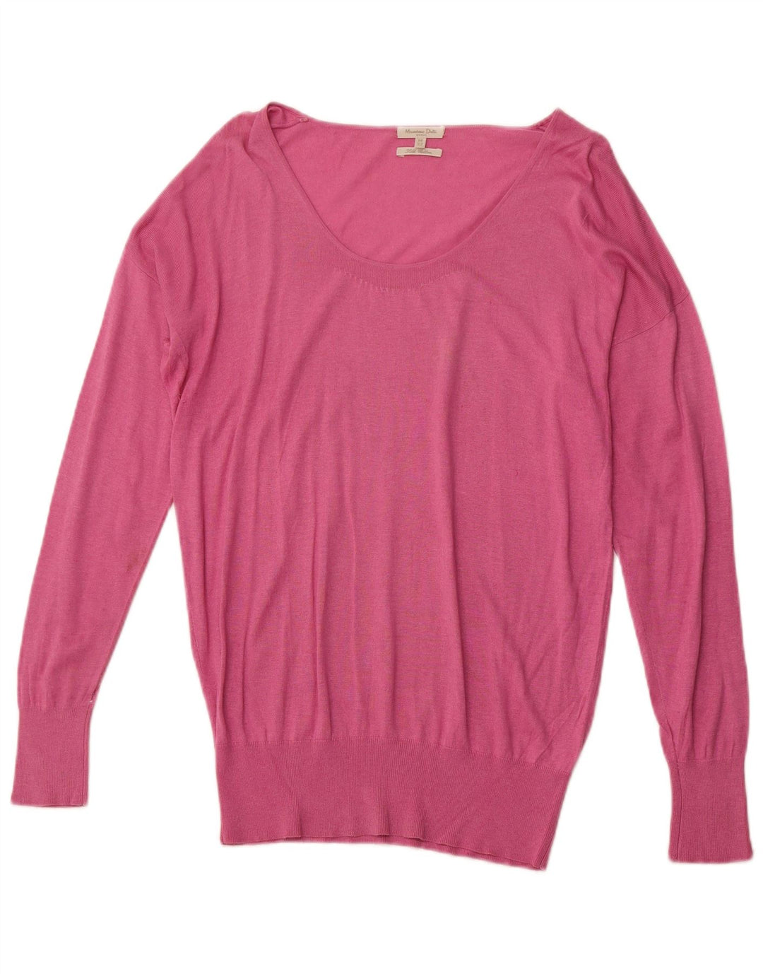 MASSIMO DUTTI Dame Boat Neck Jumper Sweater UK 14 Medium Pink Silke