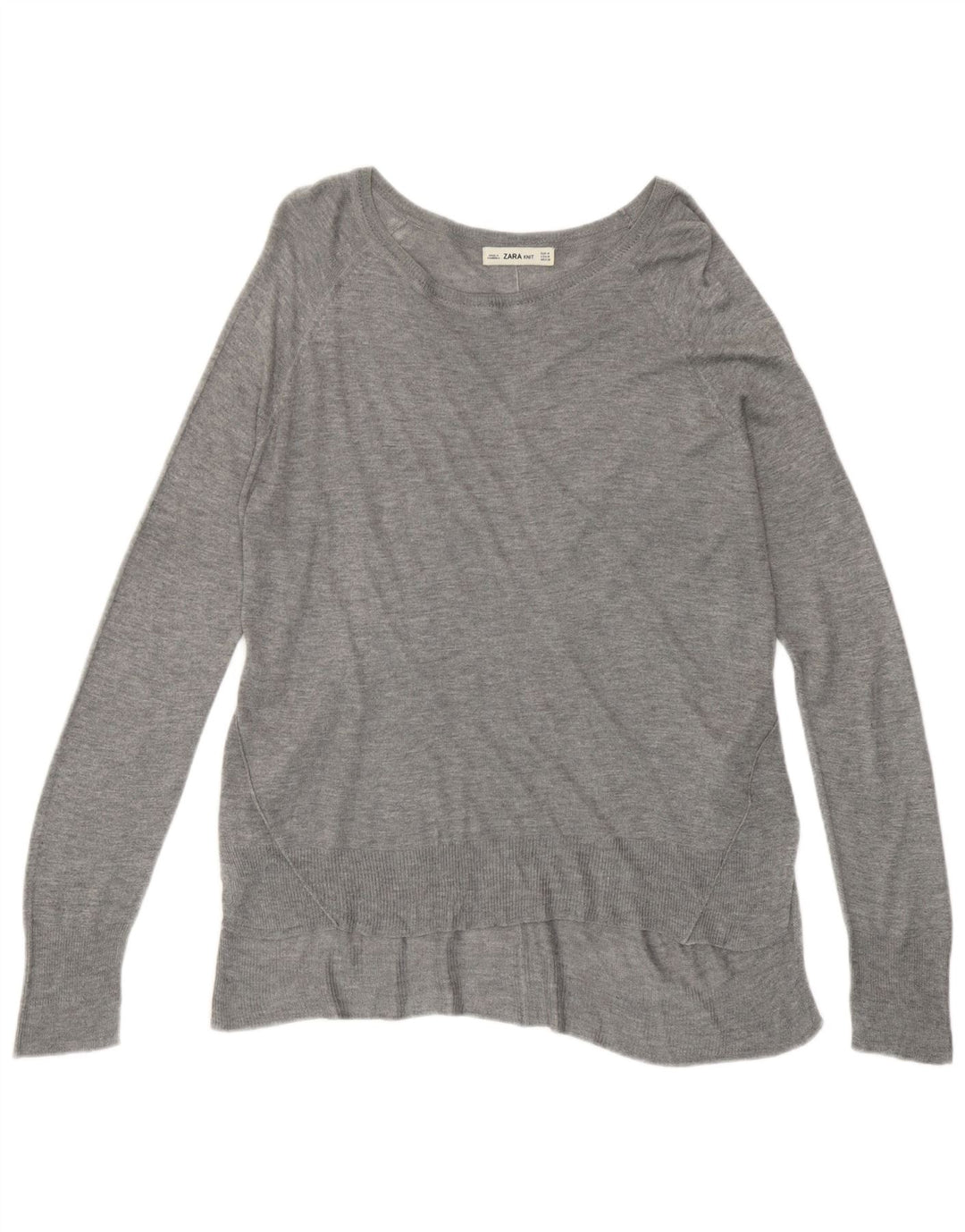 Zara Dame Boat Neck Jumper Sweater UK 14 Medium Grey Viscose