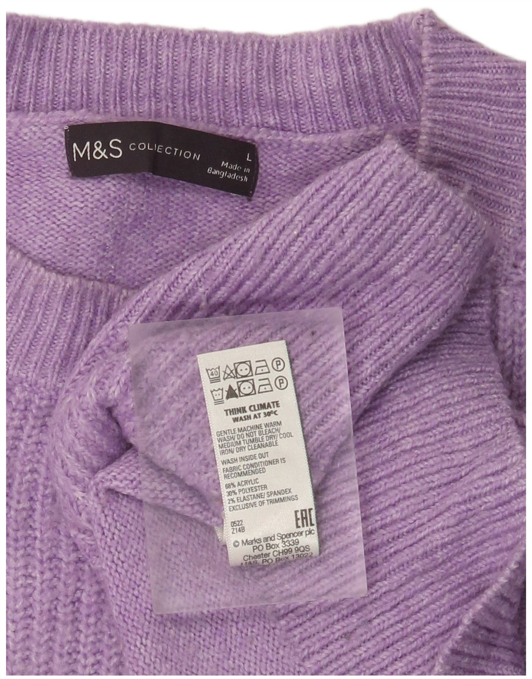 MARKS & SPENCER Dame sweater med rund hals DK 16 Stor lilla