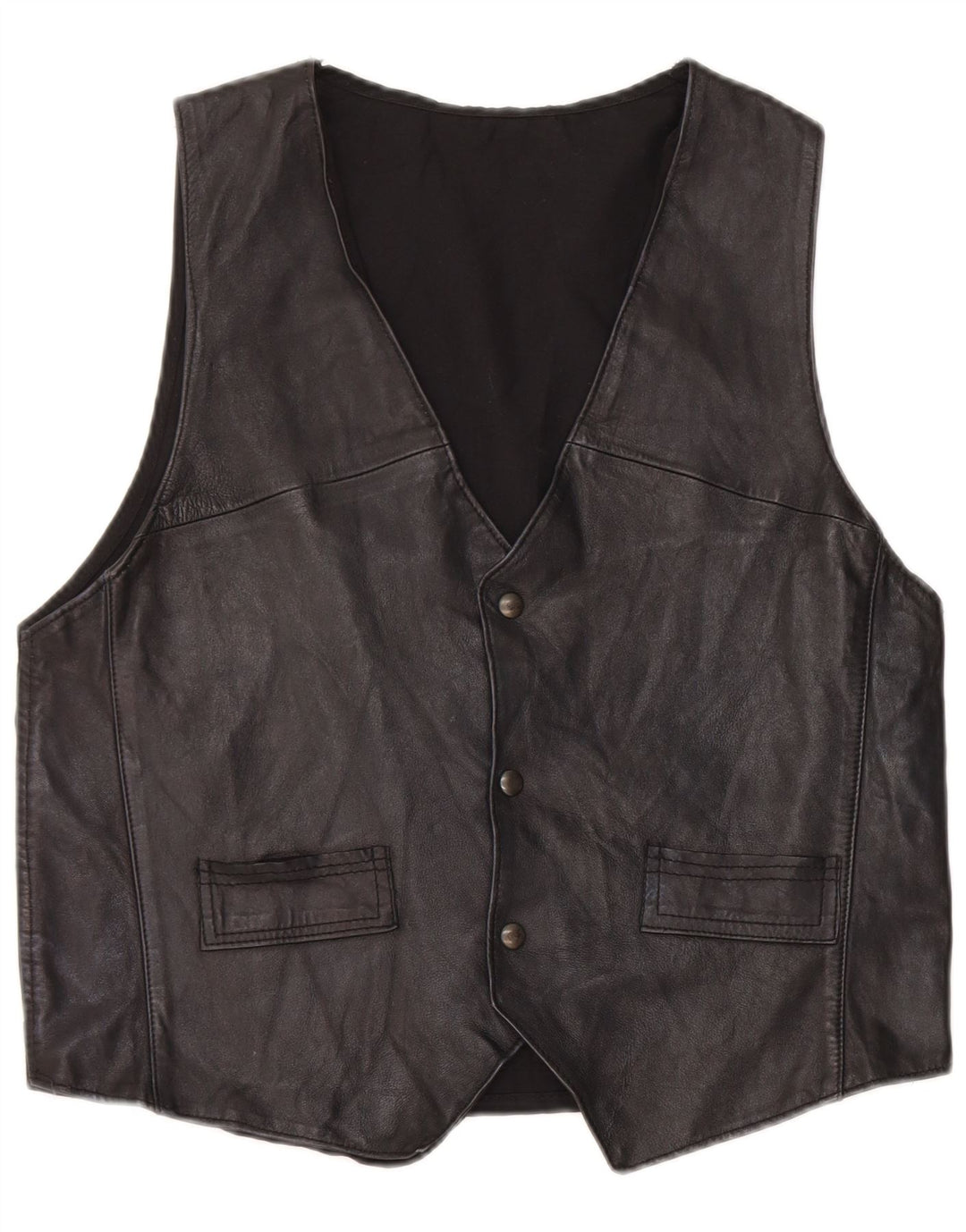Vintage herre lædervest medium sort