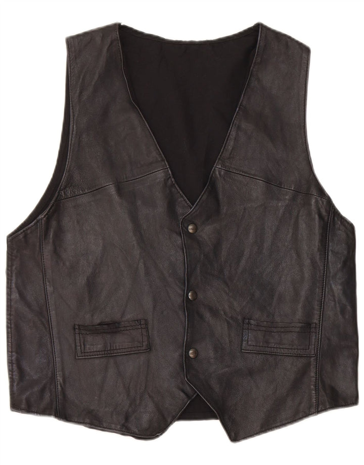 Vintage herre lædervest medium sort
