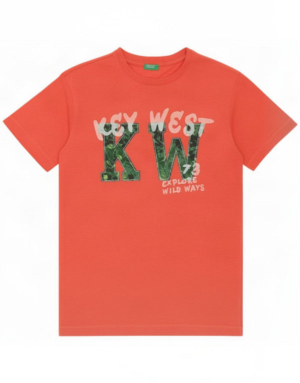 Benetton Girls Grafisk T-Shirt Top 13-14 år 3XL Pink Bomuld