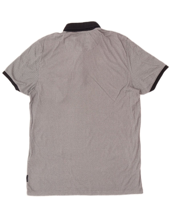 Ted Baker Herre Regular Fit Polo Shirt Størrelse 3 Medium Grå Geometrisk Bomuld