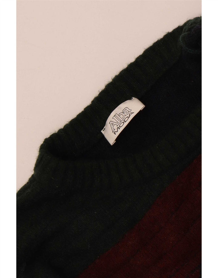 Alba Moda Herre Crew Neck Jumper Sweater Stor Khaki Geometrisk