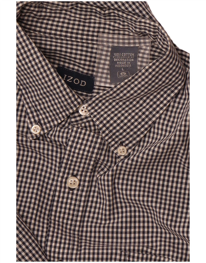 IZOD Herreskjorte Large Navy Blue Gingham Cotton