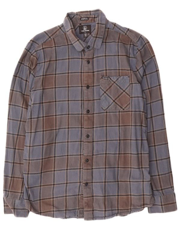 Volcom Herre Modern Fit Flanellskjorte Stor Blå Plaid Bomuld