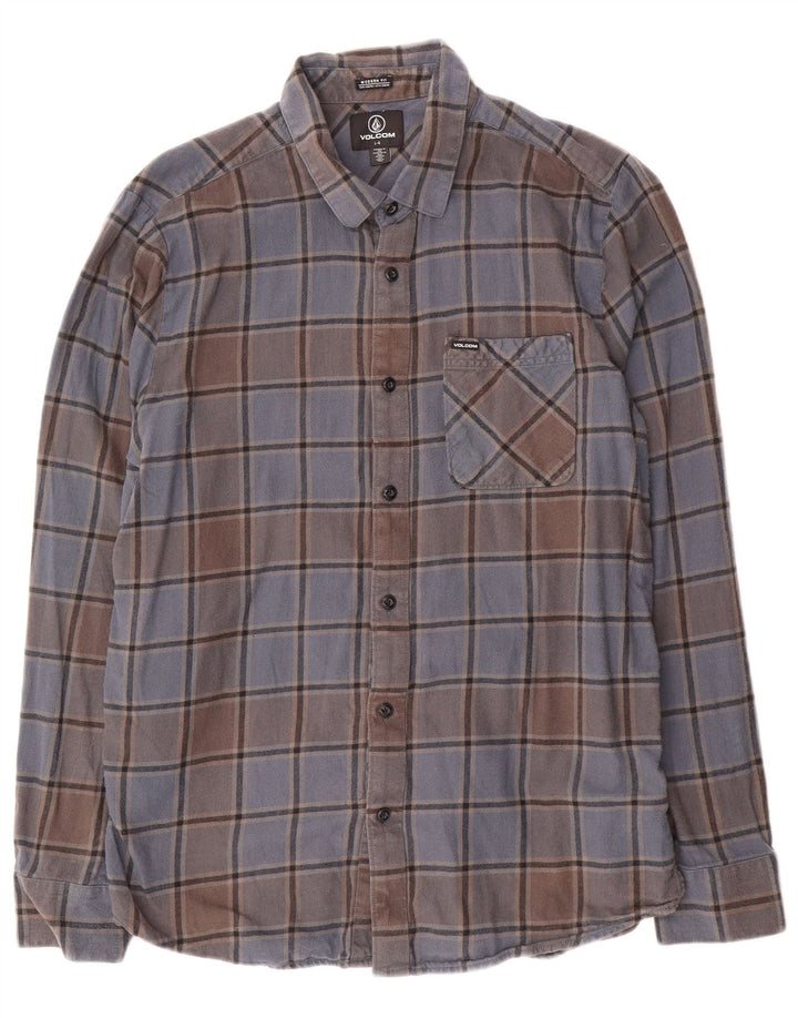 Volcom Herre Modern Fit Flanellskjorte Stor Blå Plaid Bomuld