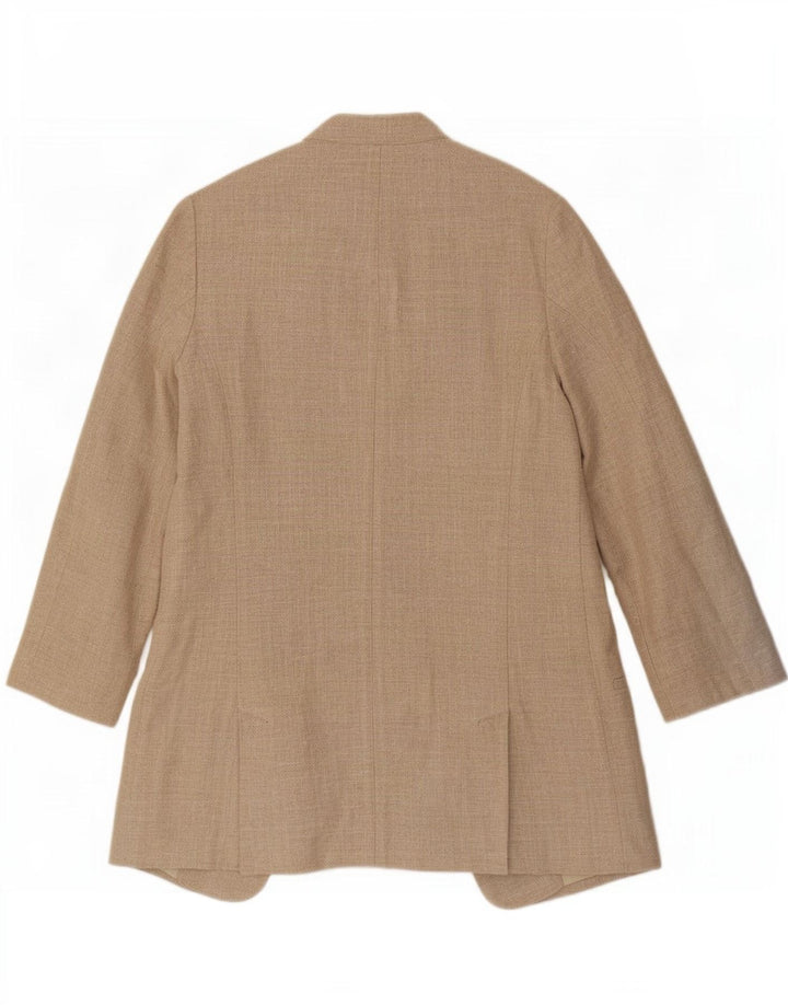 Zara Womens Oversized Open Blazer Jacket UK 6 XS Beige Linen