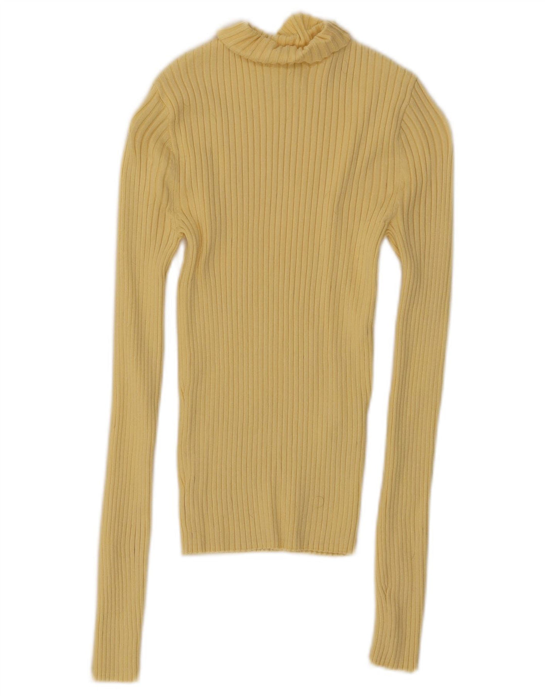 Zara Womens Crop Top Langærmet UK 8 Small Yellow Viscose