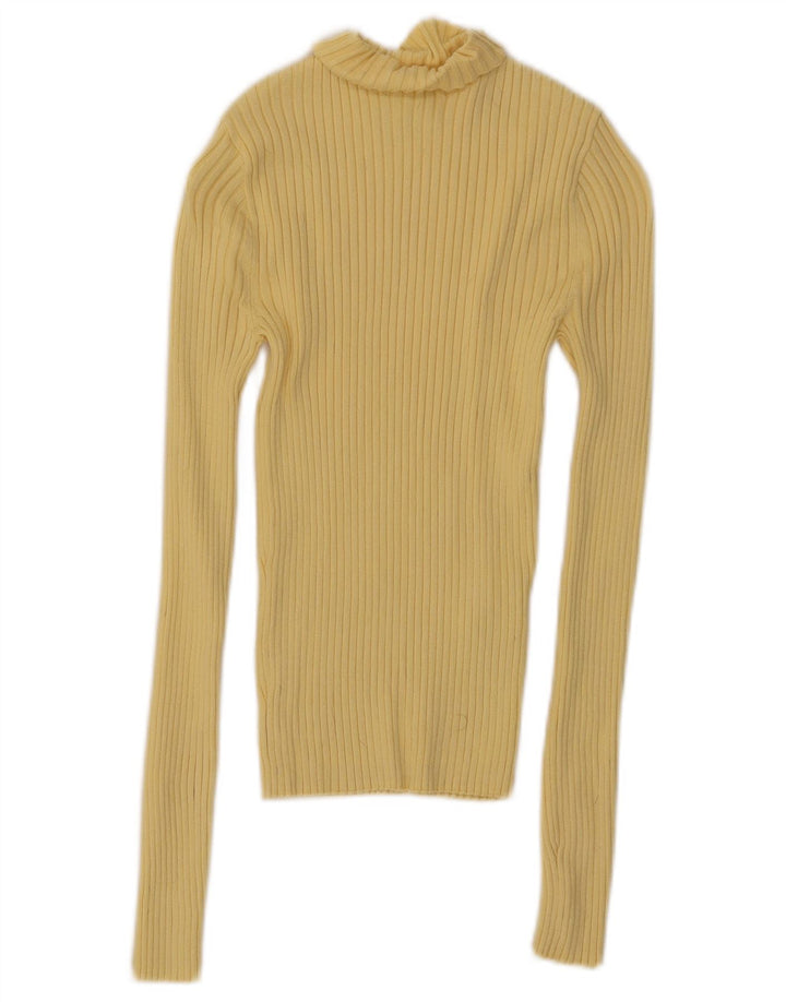 Zara Womens Crop Top Langærmet UK 8 Small Yellow Viscose