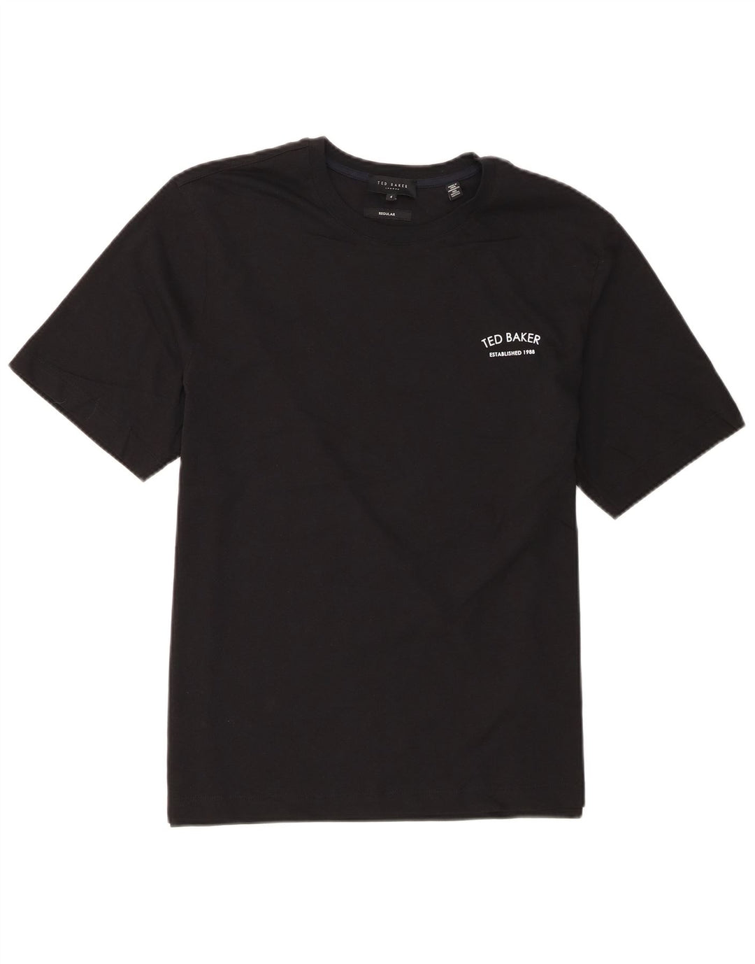 Ted Baker Herre Regular Fit T-Shirt Top Størrelse 4 Stor Sort Bomuld