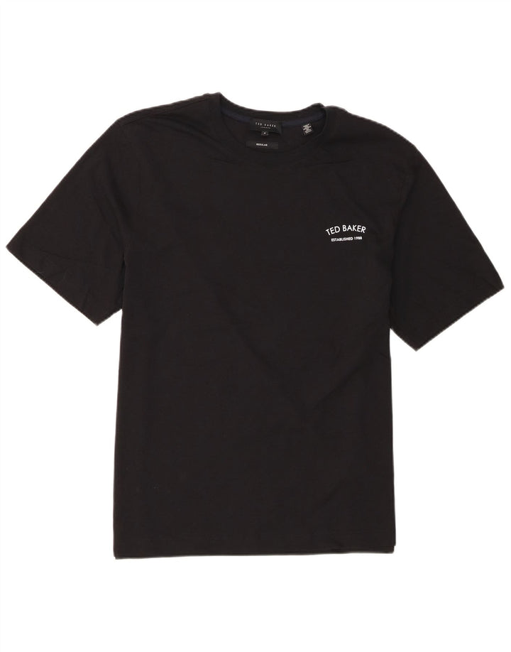 Ted Baker Herre Regular Fit T-Shirt Top Størrelse 4 Stor Sort Bomuld