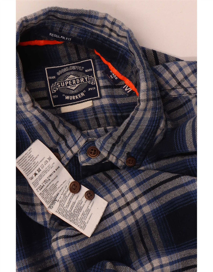 Superdry Herre ternet normal pasform flannelskjorte Medium marineblå ternet