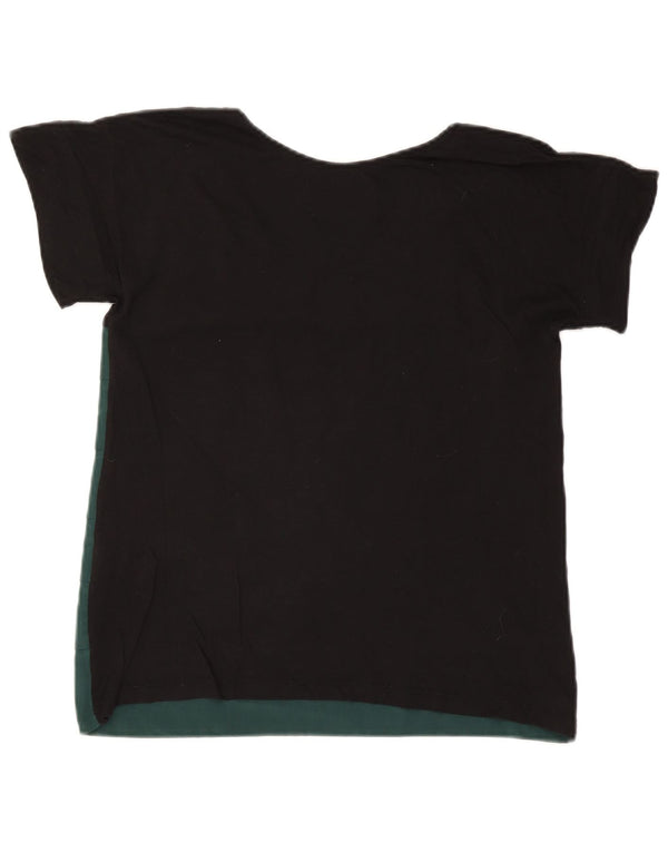 ZARA T-shirt top til kvinder DK 14 Large Green Colourblock Polyester