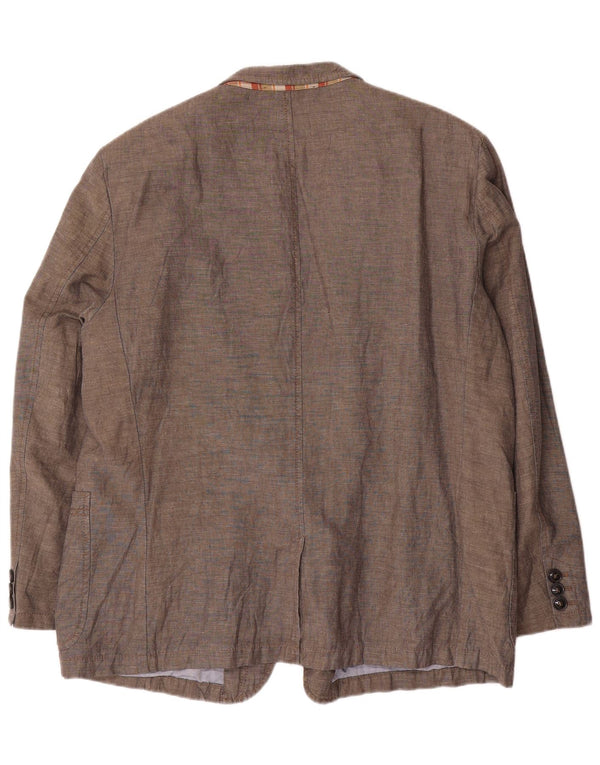 Camel Active Herre 2 Button Blazer Jacket UK 44 2XL Brown Linen