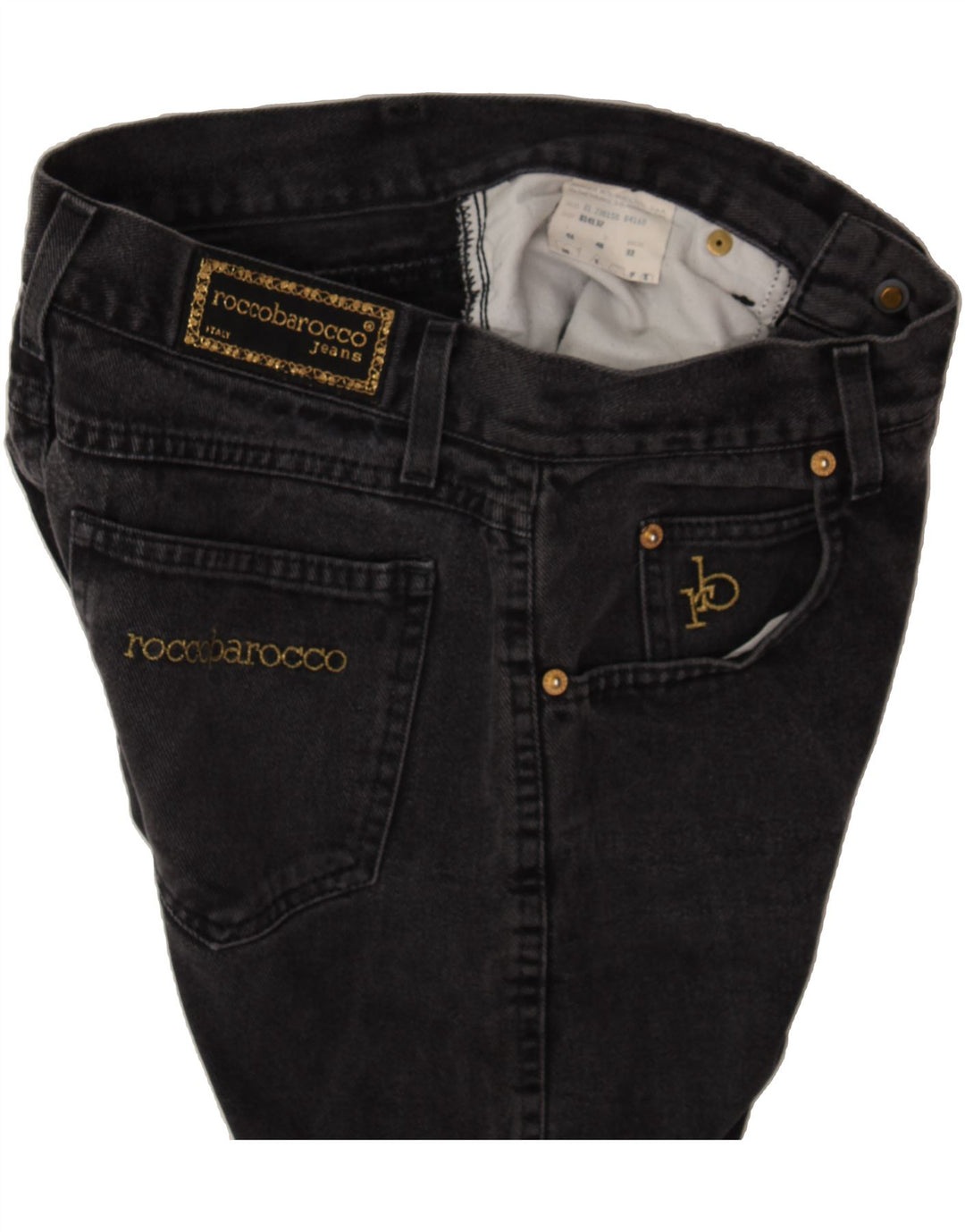 ROCCOBAROCCO Womens Tapered Jeans IT 46 Large W32 L30 Black Cotton Vintage Roccobarocco and Second-Hand Roccobarocco from Messina Hembry 