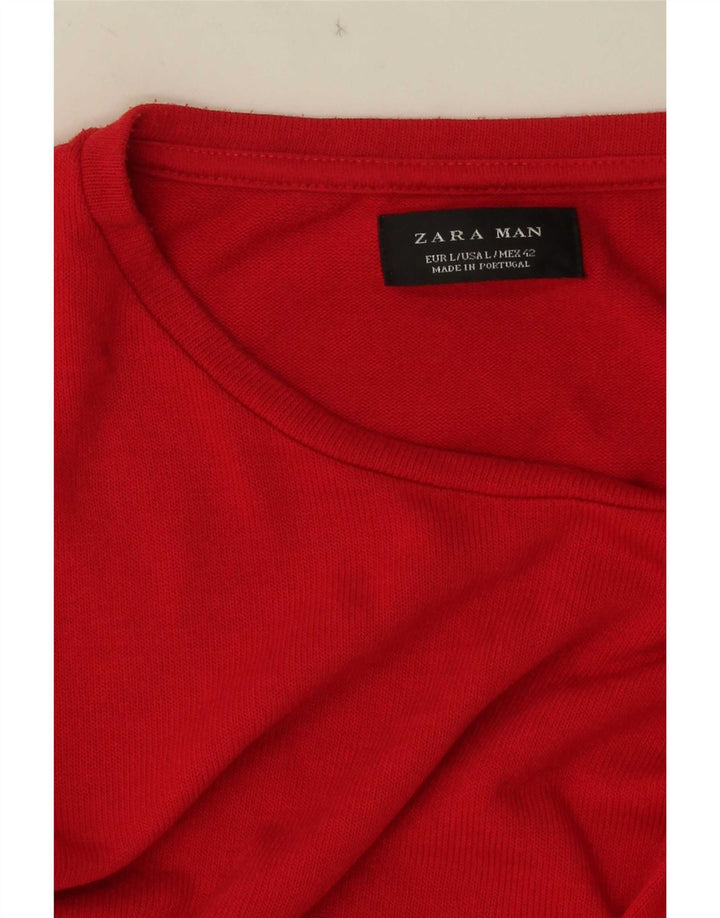 Zara Herre T-Shirt Top Stor Rød