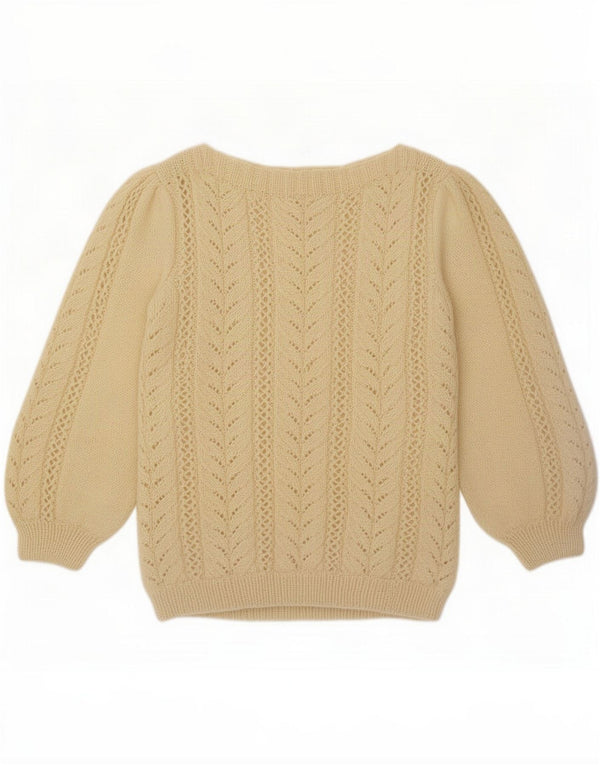 Vintage Dame Boat Neck Jumper Sweater UK 16 Large Beige