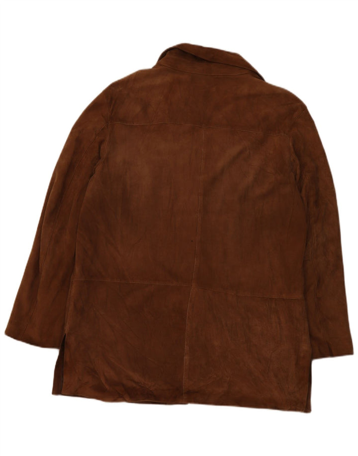 Vintage dame 3-knaps ruskindsblazerjakke IT 50 XL brunt læder