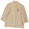 Vintage overfrakke til kvinder IT 44 Medium Off White Blomsteruld
