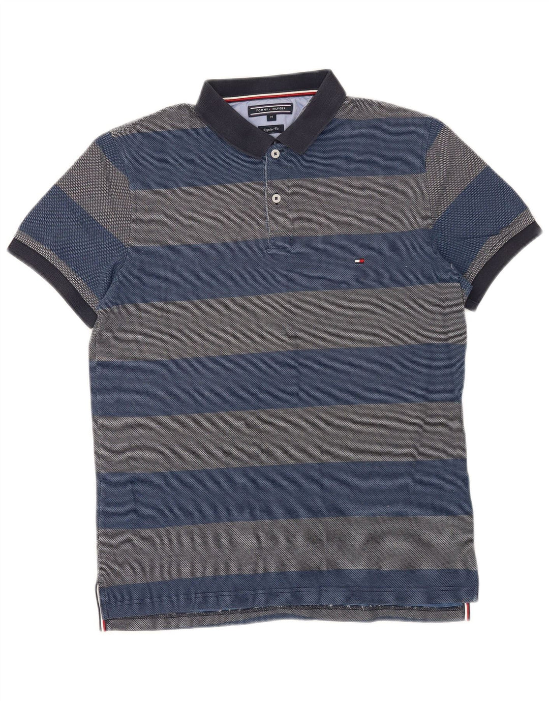 Tommy Hilfiger Herre Regular Fit Polo Shirt Medium Blå Stribet Bomuld