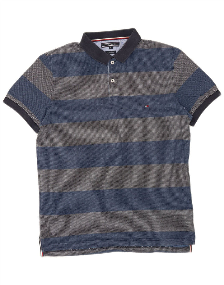 Tommy Hilfiger Herre Regular Fit Polo Shirt Medium Blå Stribet Bomuld