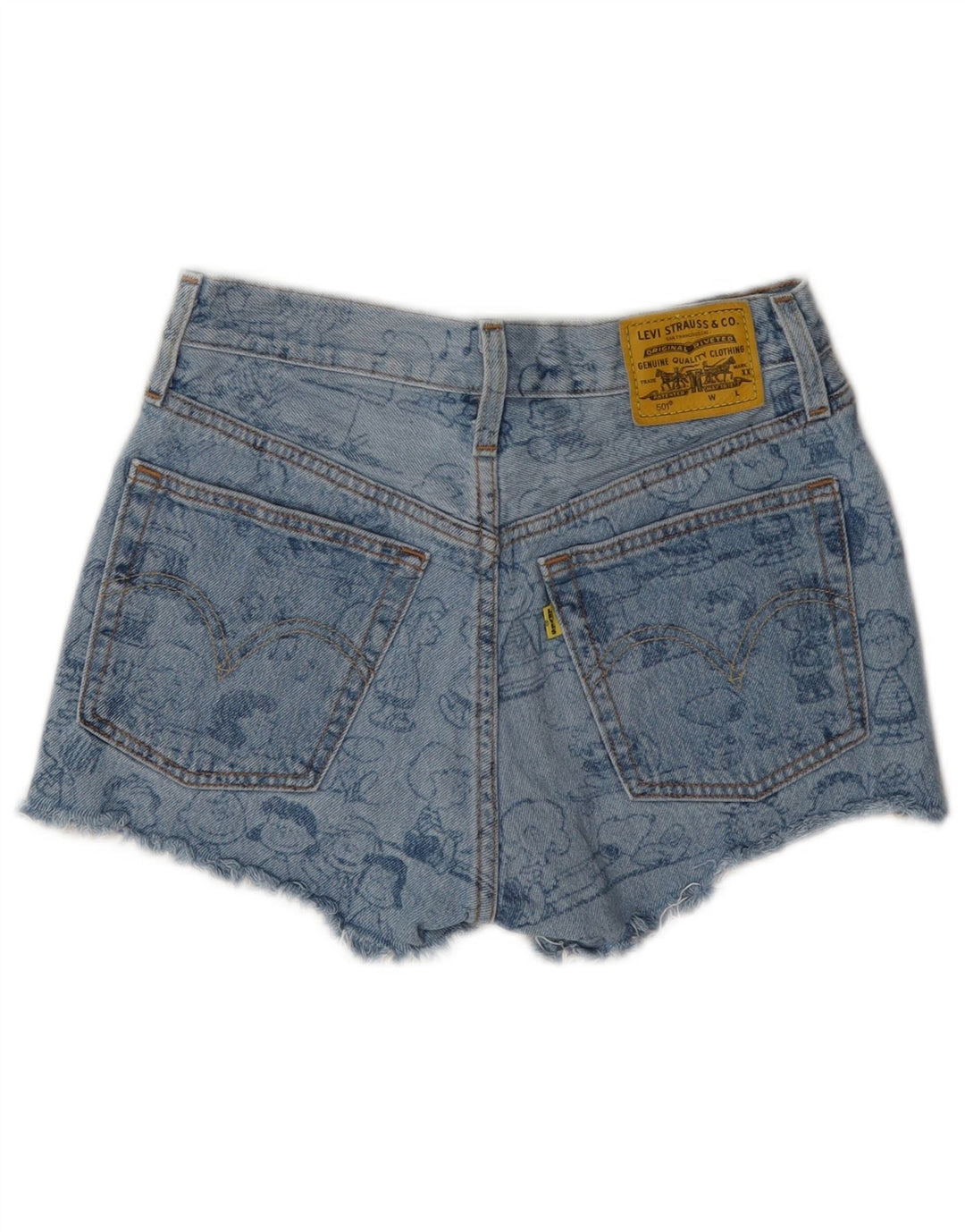 Levi's Womens Peanuts grafiske denimshorts W24 XS blå bomuld