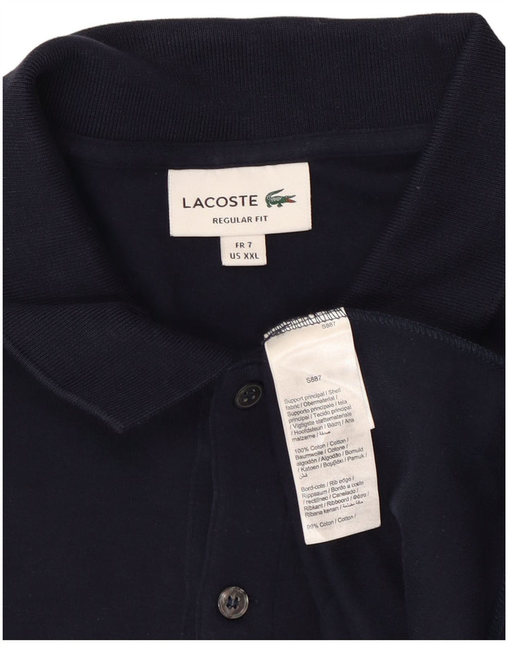 Lacoste herre polo skjorte str. 7 2XL marineblå bomuld
