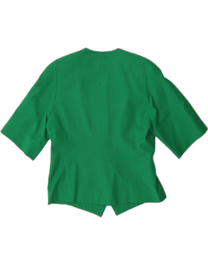 VINTAGE Womens 3 Button Short Sleeve Blazer Jacket UK 14 Large Green Vintage Vintage and Second-Hand Vintage from Messina Hembry 