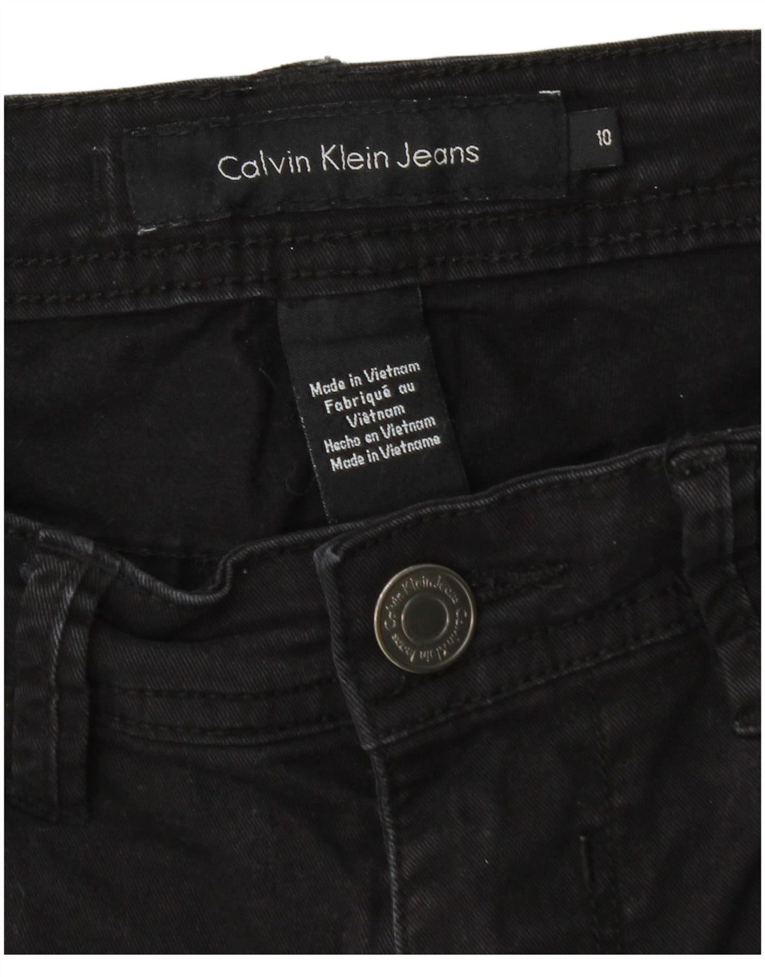CALVIN KLEIN Dame Mid Rise denimshorts US 10 Large W30 Black Bomuld