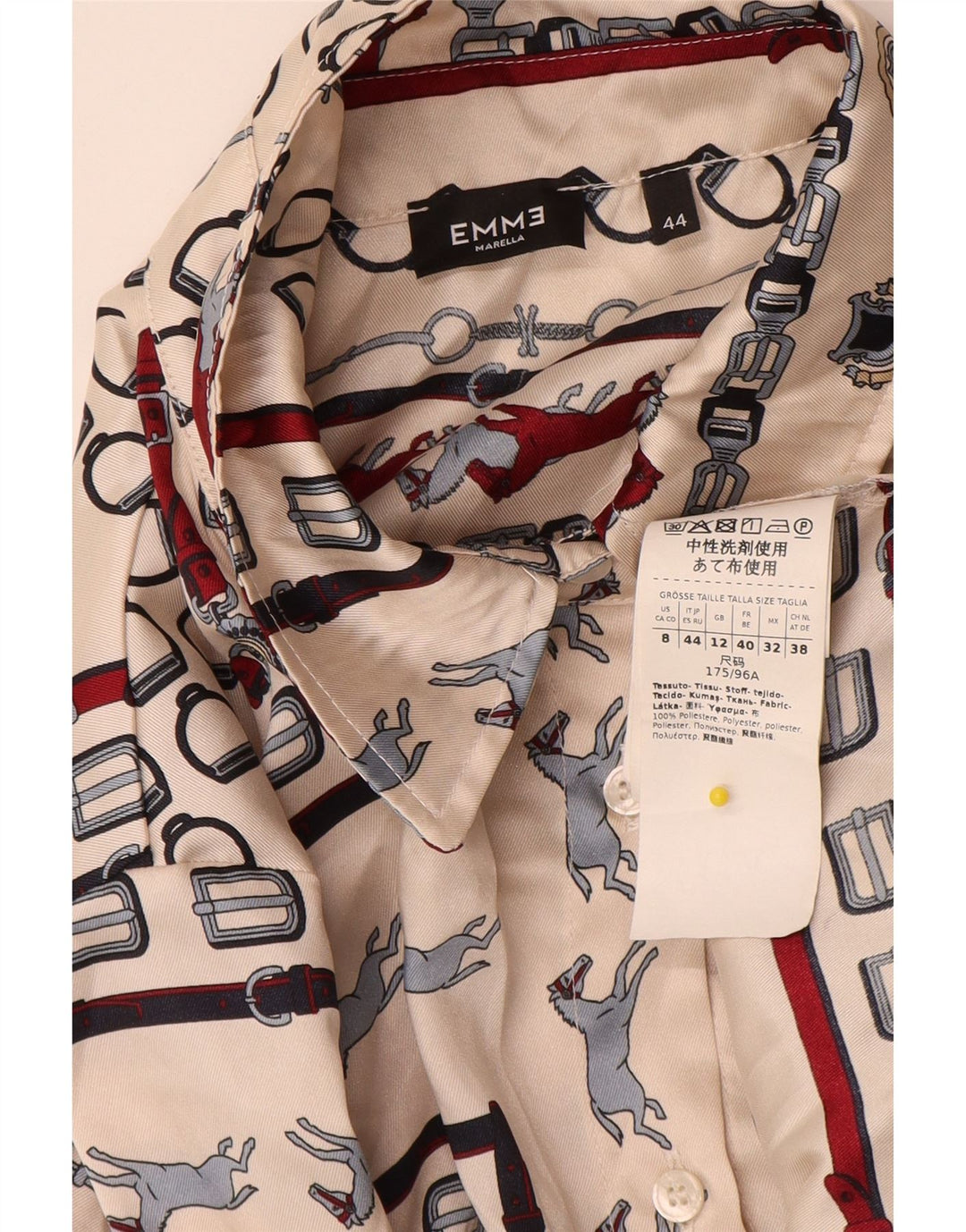 Marella Dame EMME Skjorte UK 12 Medium Beige Geometrisk Polyester