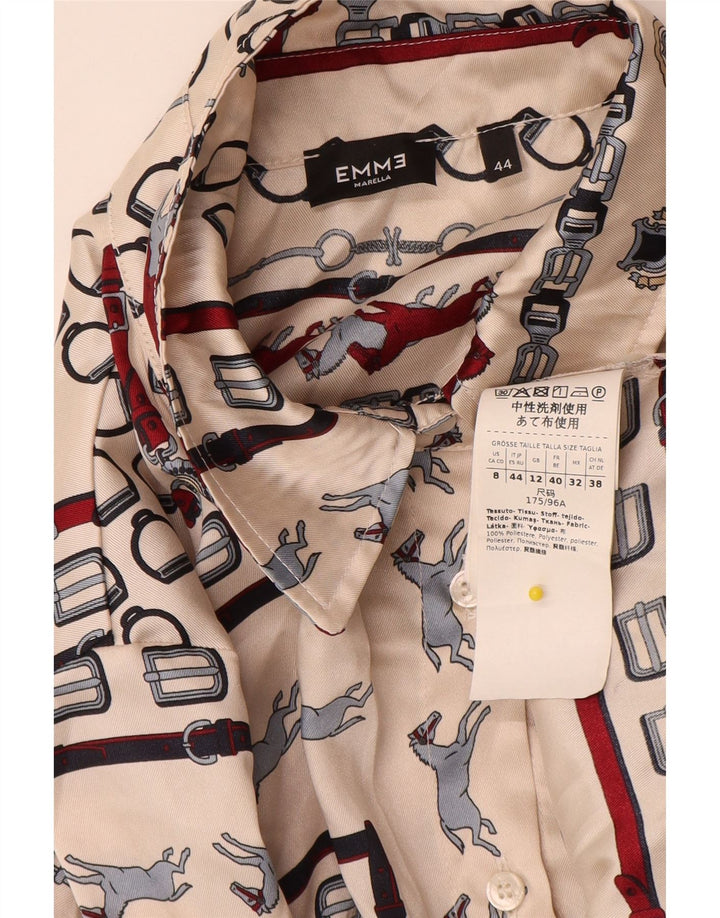 Marella Dame EMME Skjorte UK 12 Medium Beige Geometrisk Polyester
