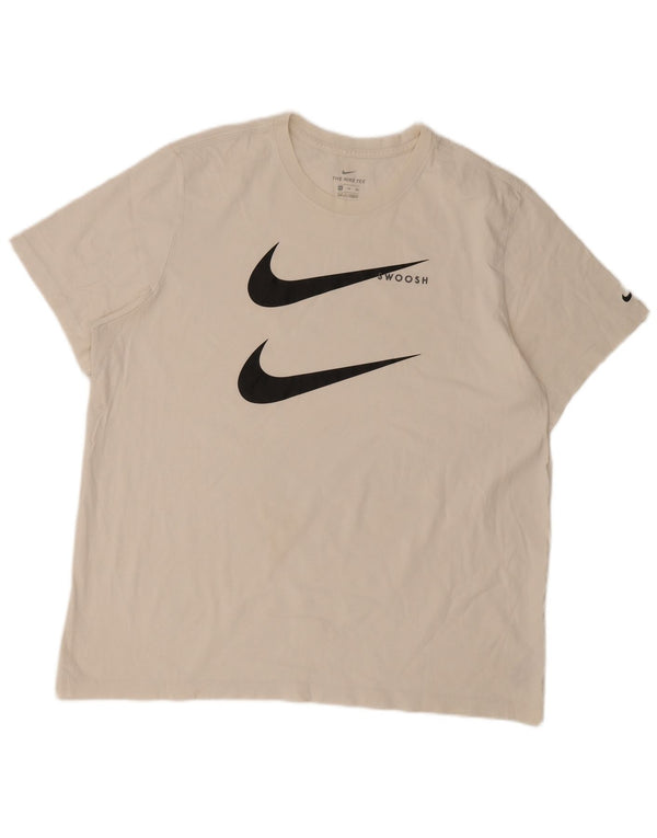 Nike herre Swoosh grafisk T-shirt top 2XL hvid bomuld