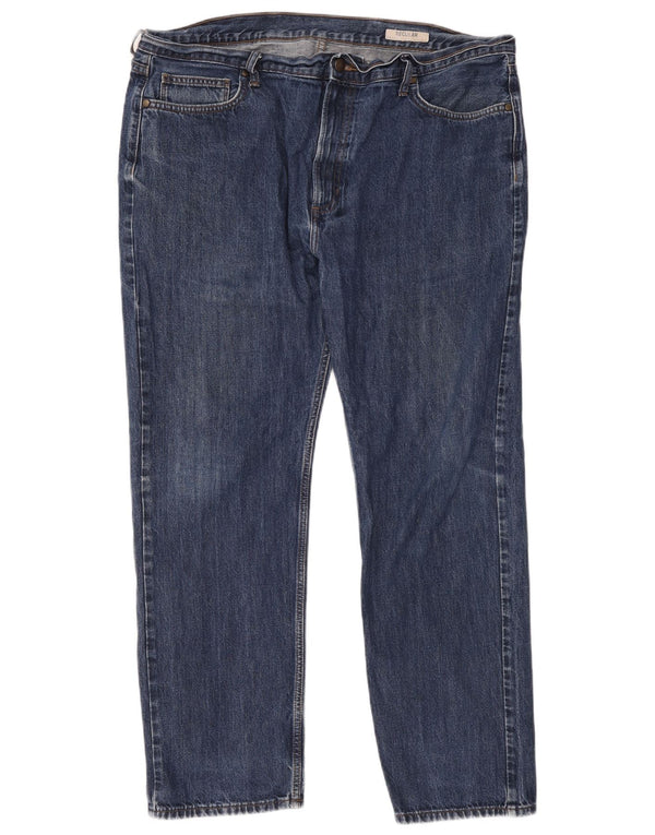 Marks & Spencer Herre Regular Straight Jeans W42 L31 Blå Bomuld