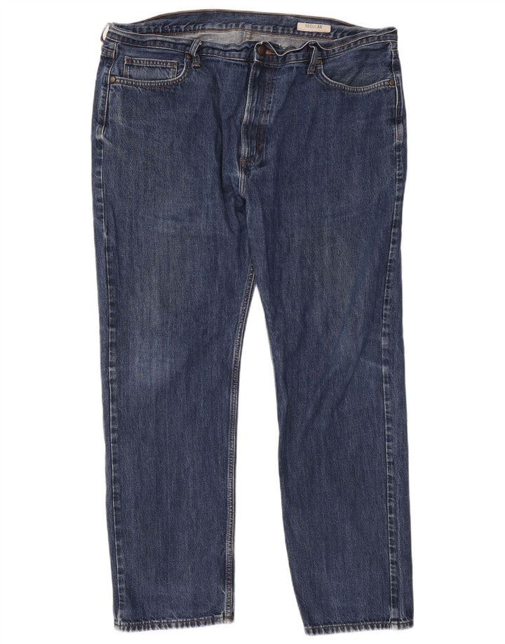 Marks & Spencer Herre Regular Straight Jeans W42 L31 Blå Bomuld