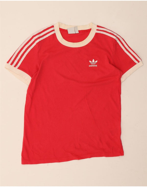 Adidas Dame T-Shirt Top UK 10 Lille Rød Bomuld