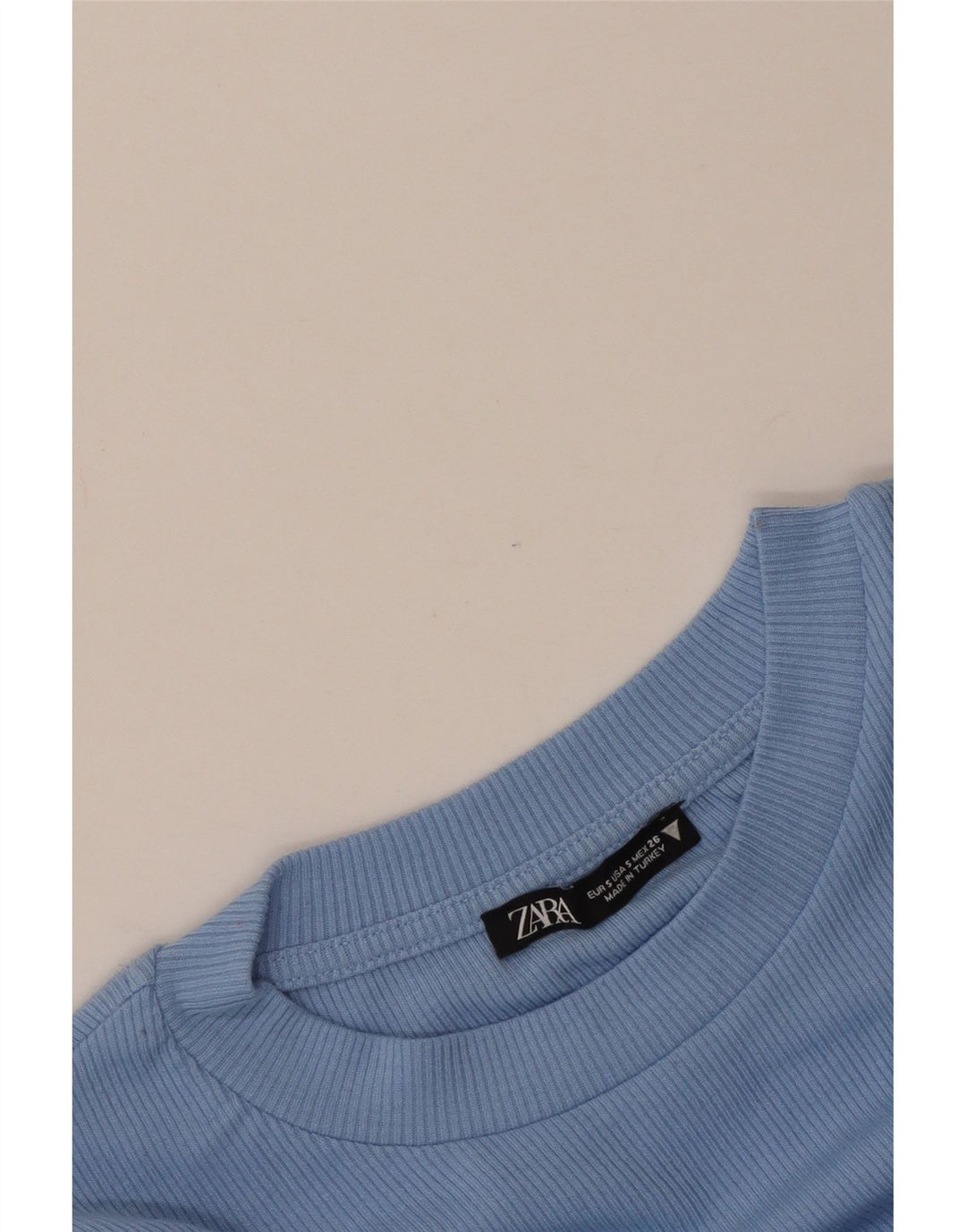 Zara Womens Crop Langærmet Bluse Top UK 8 Small Blue