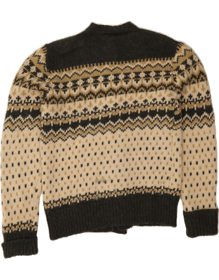 C&A Herre cardigan sweater IT 52/54 Large Khaki Fair Isle Wool