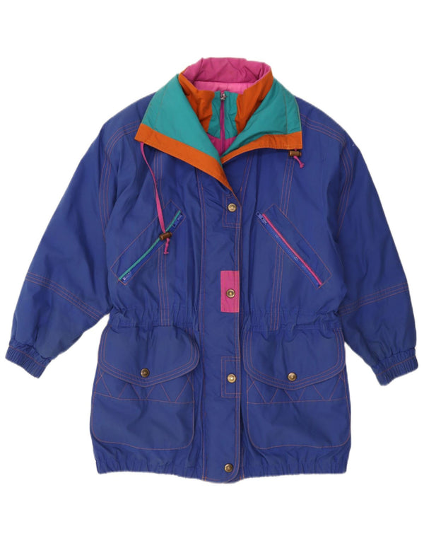 London Fog Womens Oversized Windbreaker Coat UK 10 Small Blue Colourblock