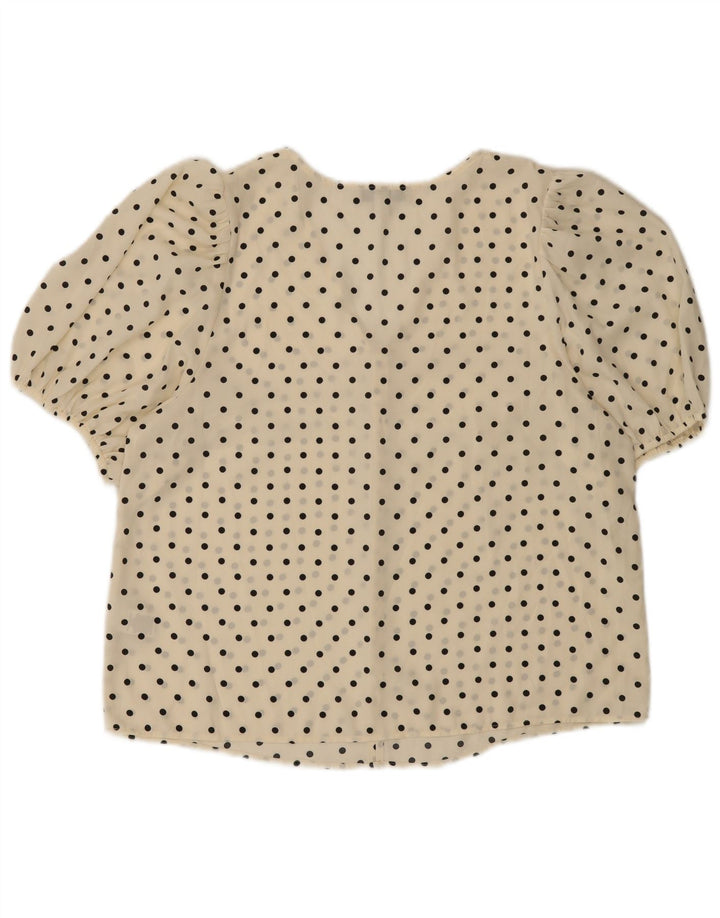 Marks & Spencer Damebluse Top UK 16 Large Off White Polka Dot