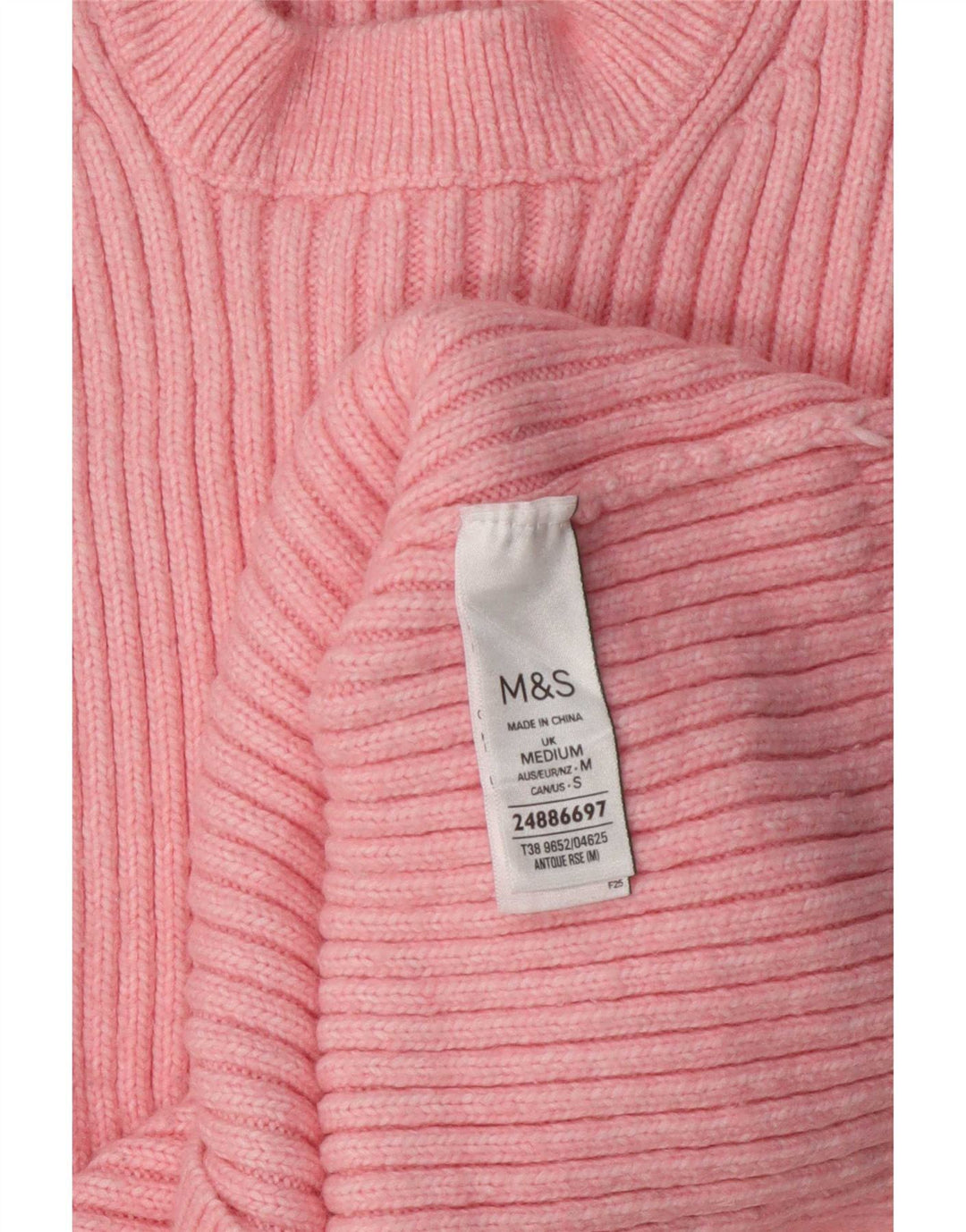 Marks & Spencer Dame sweater med rund hals DK 14 Medium Pink Polyester