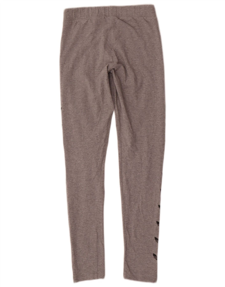 Adidas Dame Grafiske Leggings UK 8 Små Grå Bomuld