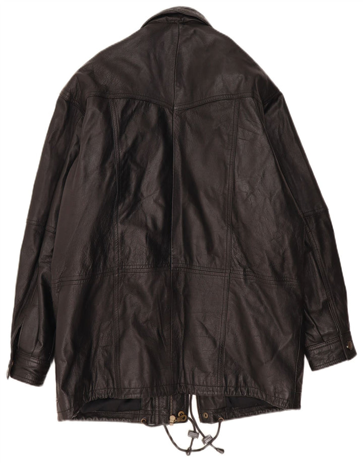 Vintage Herre Læderfrakke UK 38 Medium Sort Læder