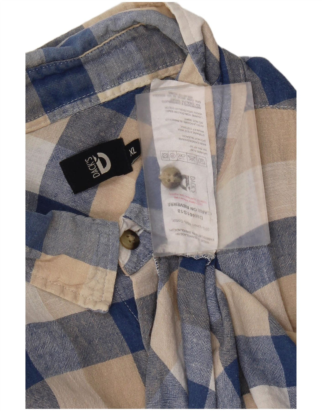 Dacks Kortærmede Herreskjorte XL Beige Gingham Linen