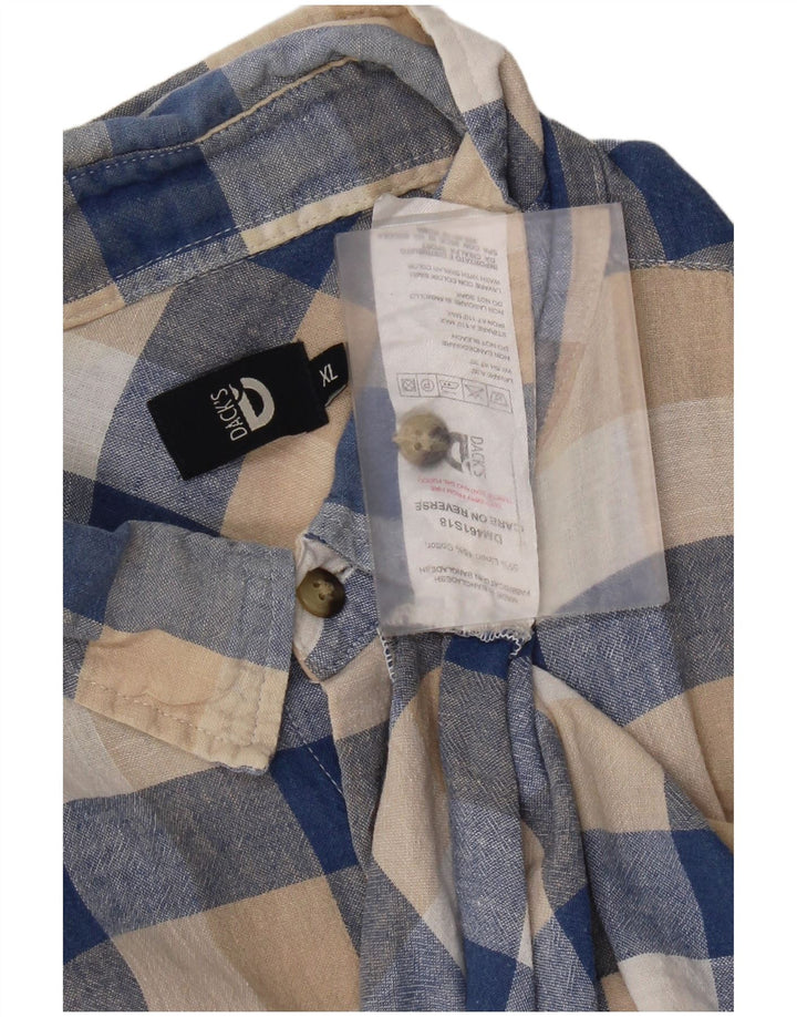 Dacks Kortærmede Herreskjorte XL Beige Gingham Linen