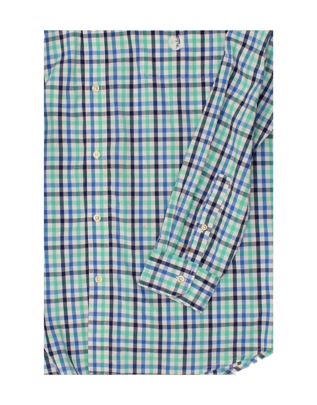 CHAPS Mens Shirt 2XL Turquoise Check Cotton Vintage Chaps and Second-Hand Chaps from Messina Hembry 