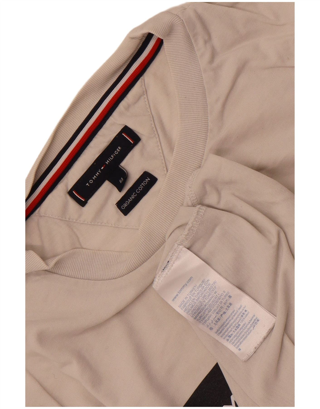 Tommy Hilfiger Herre grafisk T-shirt Top Medium Hvid Bomuld