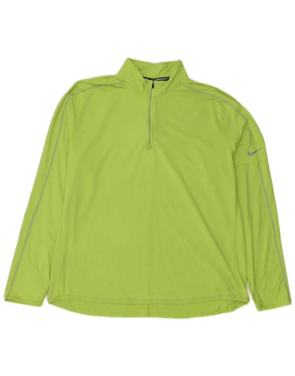 Nike Herre Dri Fit Pullover med lynlås-hals træningsdragt Top 2XL Grøn polyester