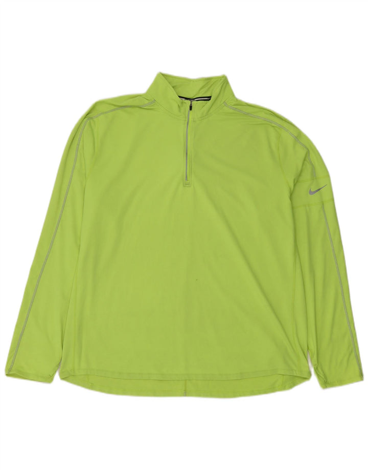 Nike Herre Dri Fit Pullover med lynlås-hals træningsdragt Top 2XL Grøn polyester