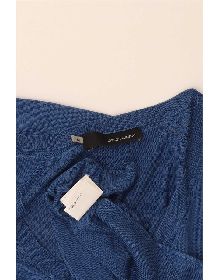 Dsquared2 Dame V-hals sweater UK 12 Medium Blue Silk